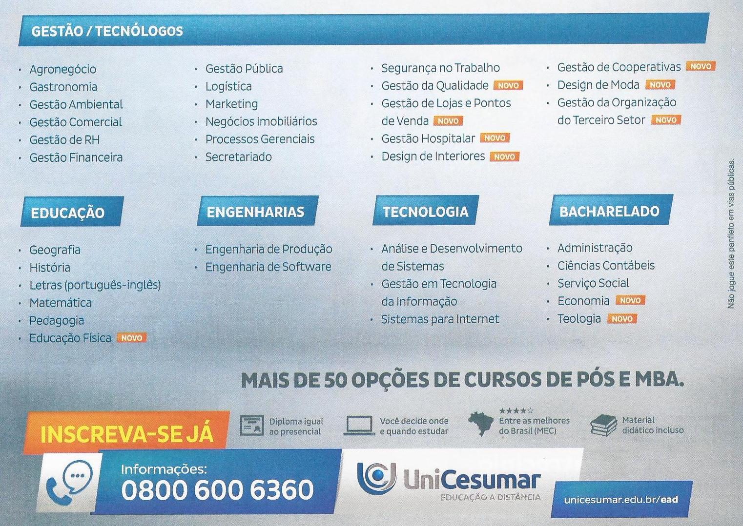 Conheça a Unicesumar – Educação a Distância (EAD) e estude do seu jeito